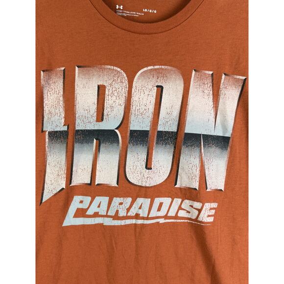 Project Rock Under Armour Iron‎ Paradise Gym Activewear Shirt Orange Mens Large - Picture 8 of 10